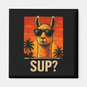 Funny Llama Sup Meme Sunset Beach Coola Animal Man Magnet