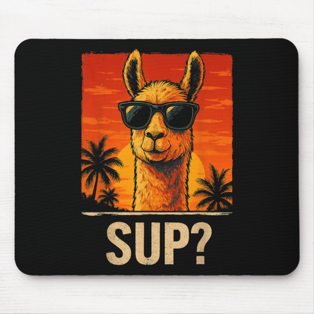 Funny Llama Sup Meme Sunset Beach Coola Animal Man Musmatta (Framsidan)