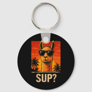 Funny Llama Sup Meme Sunset Beach Coola Animal Man Nyckelring