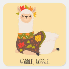 Funny Llama Turkey Thanksgiving Fyrkantigt Klistermärke
