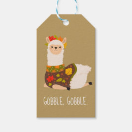 Funny Llama Turkey Thanksgiving Presentetikett