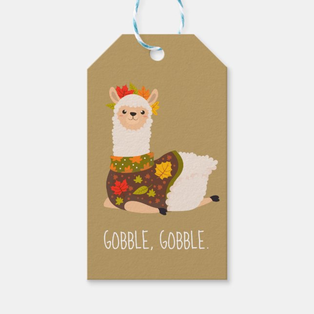 Funny Llama Turkey Thanksgiving Presentetikett (Framsidan)