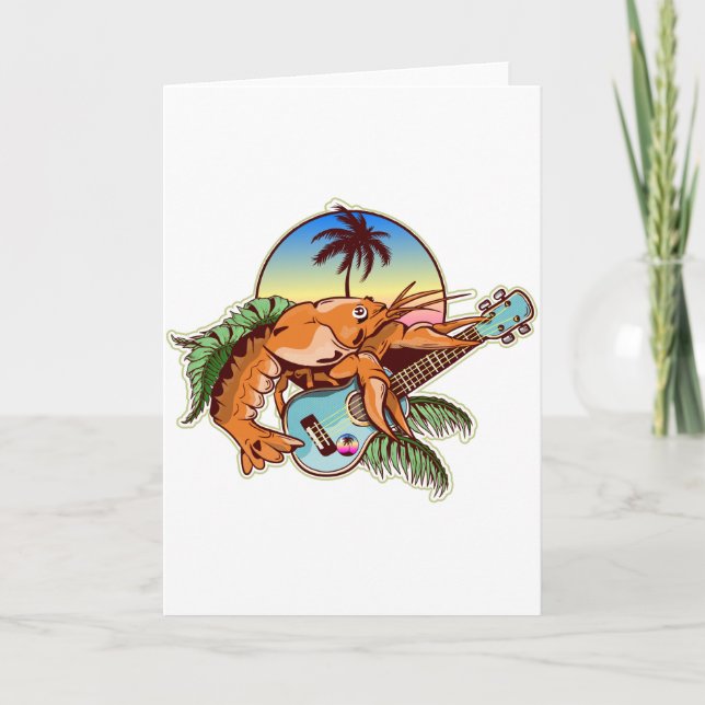 funny lobster playing a ukulele kort (Framsida)