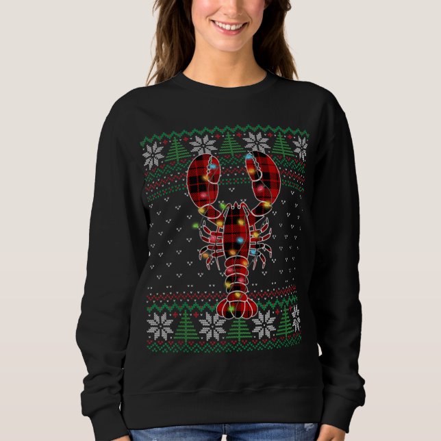 Funny Lobster Ugly Sweater Christmas Animals Light T Shirt (Framsida)