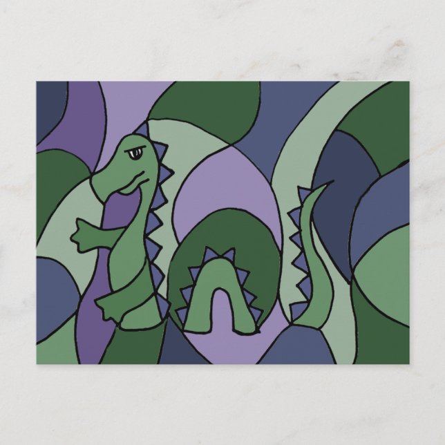Funny Loch Ness Monster Abstrakt Art Vykort (Framsida)