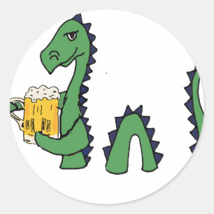 Funny Loch Ness Monster Drinking Beer Tecknad Runt Klistermärke