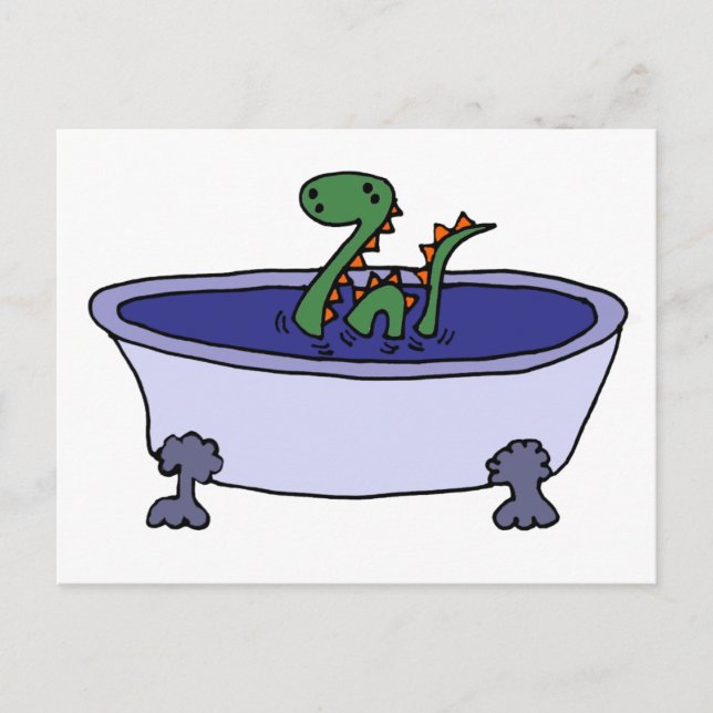 Funny Loch Ness Monster i Bathtub Vykort (Framsida)