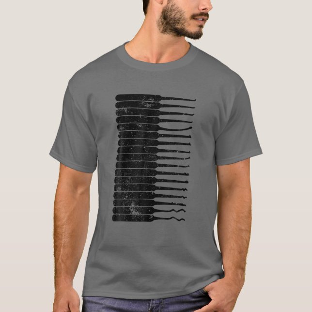 Funny Locksmith Art Manar Pappa Lock Picking Verkt T Shirt (Framsida)