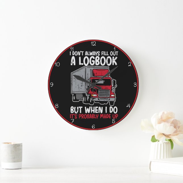 Funny Logbook Red Trucker Stor Klocka (Hem)