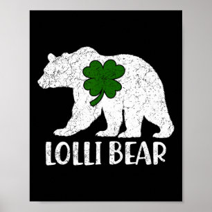 Funny Lolli Bear Grönt Shamrock St patricks day Poster