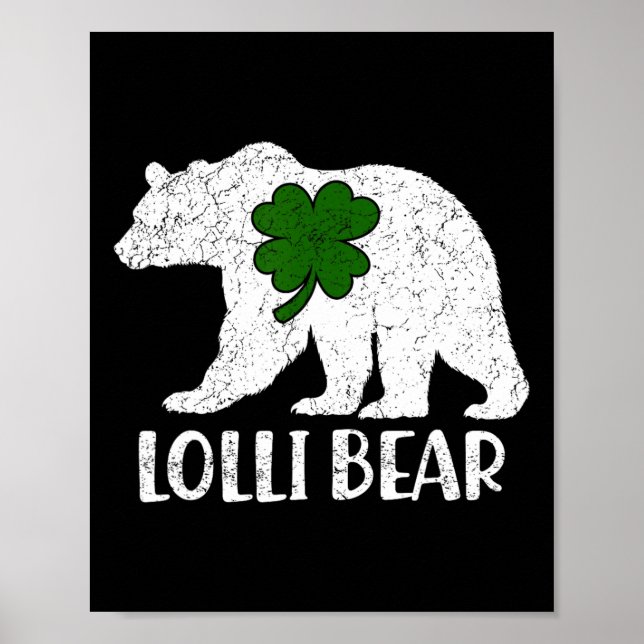 Funny Lolli Bear Grönt Shamrock St patricks day Poster (Framsidan)