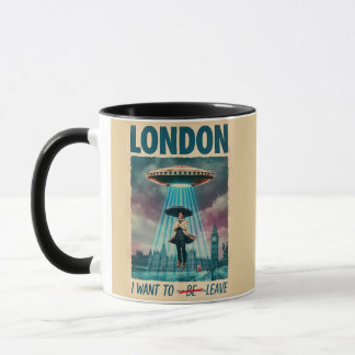 Funny London Alien Abduction Retro Sci-Fi Poster Mugg
