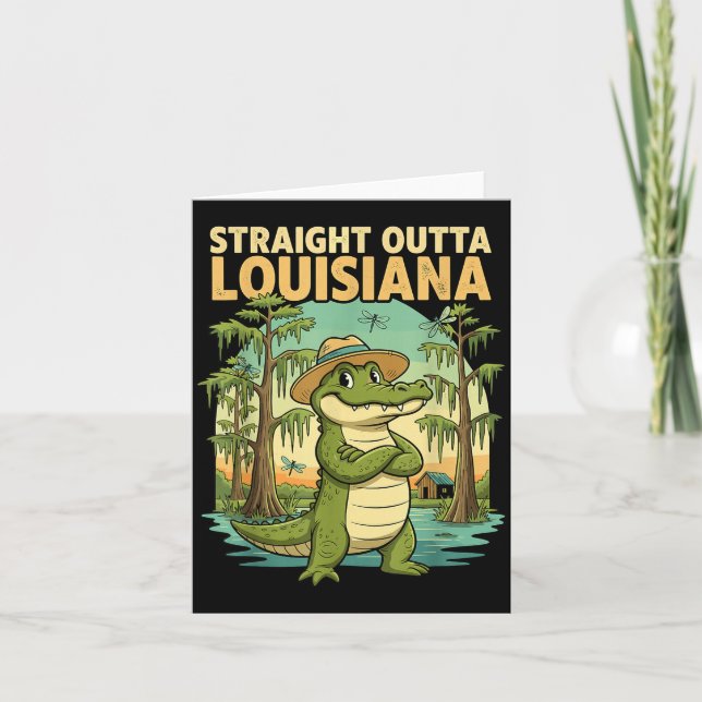 Funny Louisiana Alligator Retro Wildlife Travel Ba Kort (Framsida)