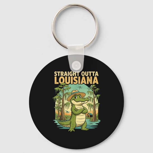 Funny Louisiana Alligator Retro Wildlife Travel Ba Nyckelring (Framsida)