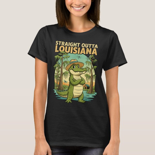 Funny Louisiana Alligator Retro Wildlife Travel Ba T Shirt (Framsida)