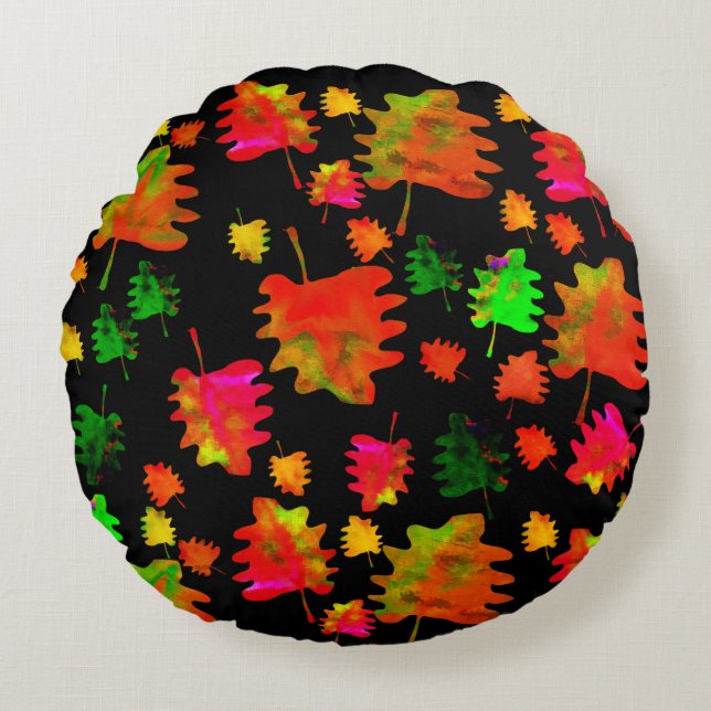 Funny löv, vattenfärg dekorativ kudde (Framsidan)