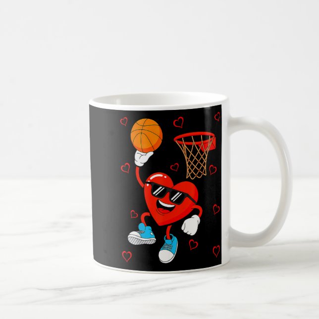 Funny Love Basketball Heart Shape Happy Valentine' Kaffemugg (Höger)