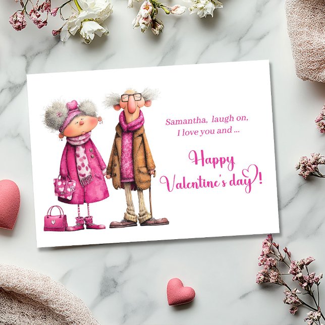 Funny Love Couple Valentine Card Playful Humor Julkort (Funny Love Couple Valentine Card Playful Humor)