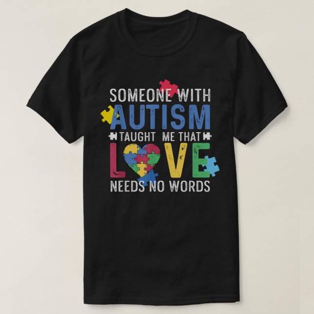 Funny Love Needs No Words - Autism Awareness  T Shirt (Design framsida)