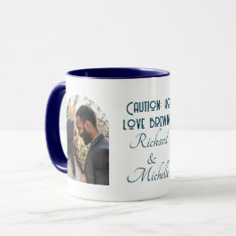 Funny Love Quote Custom Photo and Names Blue Mugg