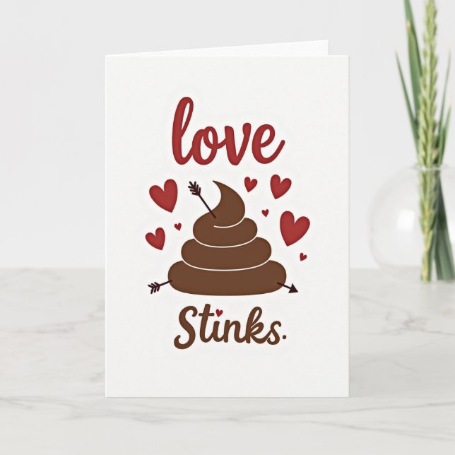 Funny Love Stinks Poop Card Kort (Framsida)
