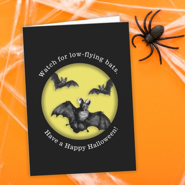 Funny Low Flies Fladdermöss Happy halloween Kort (Skapare uppladdad)