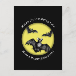Funny Low Flies Fladdermöss Happy halloween Vykort