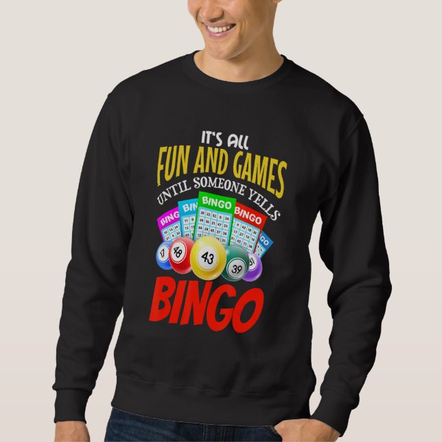 funny lucky Bingo Outfit for Gambling Fans Retirem Lång Ärmad Tröja (Framsida)