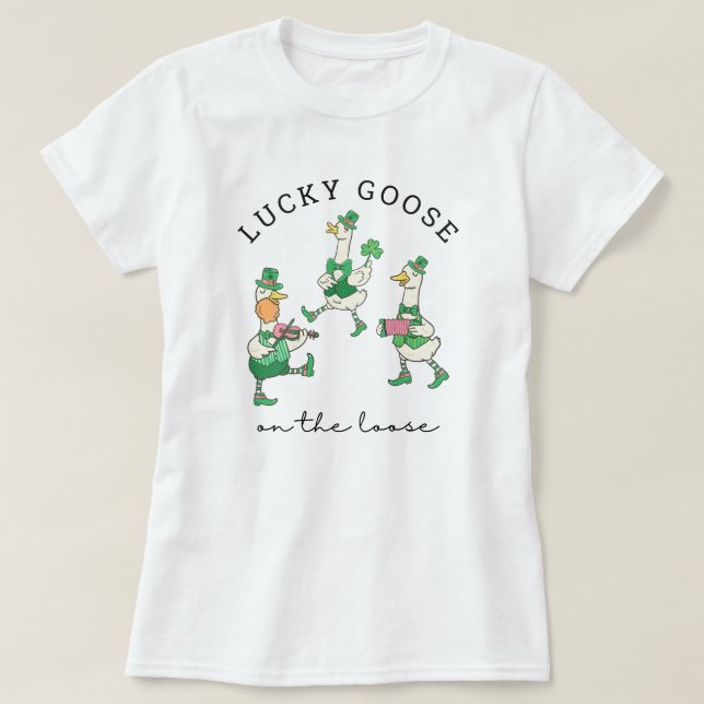 Funny Lucky Dancing Geese St Patrick's T Shirt (Design framsida)