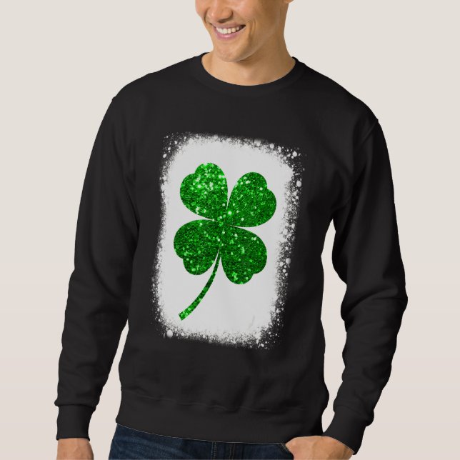 Funny Lucky Grönt Shamrock Löv Irish Saint Patric Lång Ärmad Tröja (Framsida)