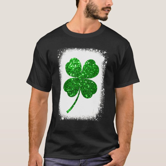Funny Lucky Grönt Shamrock Löv Irish Saint Patric T Shirt (Framsida)