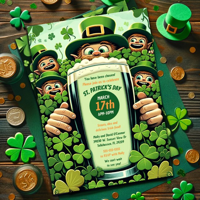 Funny Lucky Leprechaunss St. Patrick's Day Party Inbjudningar (Skapare uppladdad)