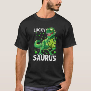 Funny Lucky Saurus Dinosaur Irish Shamrock St Patr T Shirt