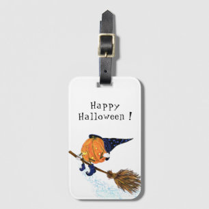 Funny Luggage Tag Halloween Witch Pumpkin Flies Bagagebricka