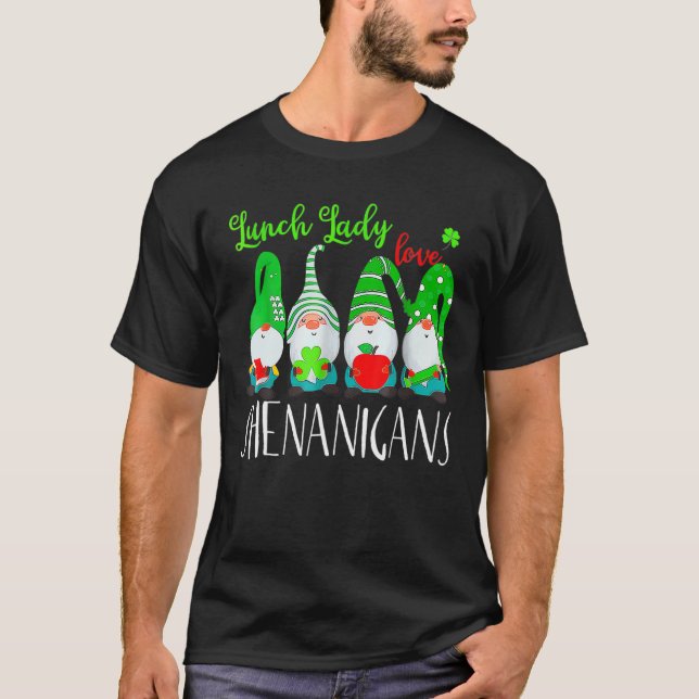 Funny Lunch Dam Kärlek Shenanigans Gnome St Patri T Shirt (Framsida)