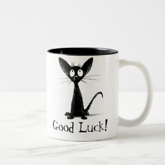 Funny Lycka till Black Cat Två-Tonad Mugg