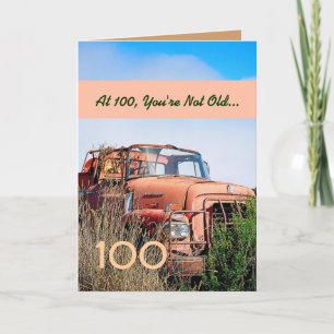 FUNNY Lycklig 100 Birthday Vintage Lastbil 100A Kort