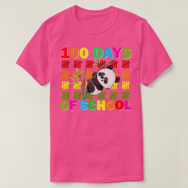 Funny Lycklig 100 dagar för skolpanda T Shirt (Design framsida)