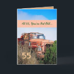 FUNNY Lycklig 55:e födelsedagen - Vintage Orange L Kort<br><div class="desc">Detta kort med vintagen lastbil i fält är ett roligt sätt att önska en mycket speciell kille grattis på födelsedagen. All text är anpassade.En roligt och ett kort av ett slag! Om du vill se mer av mina födelsedagskort skriver du in det år du vill ha och skriver eller klipper...</div>