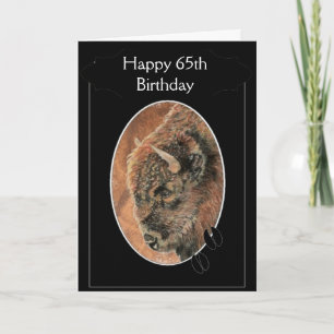 Funny Lycklig 65e Birthday Bison, Buffalo Animals Kort