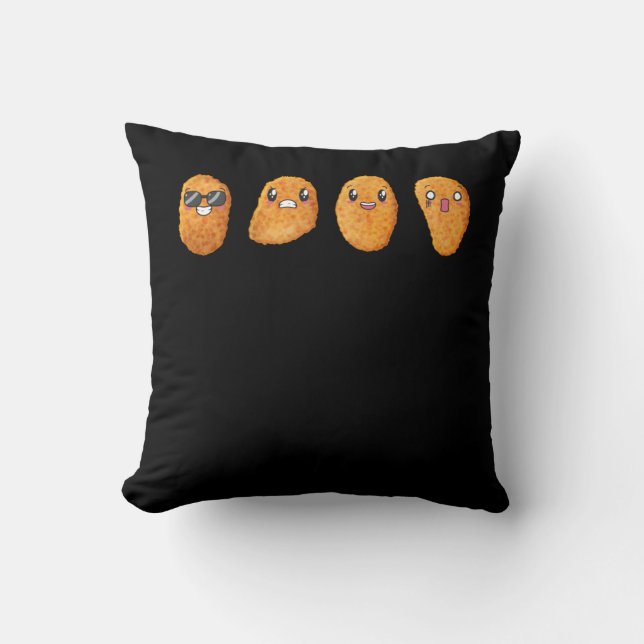 Funny Lycklig Arg Food Chicken Nuggets Kudde (Framsida)