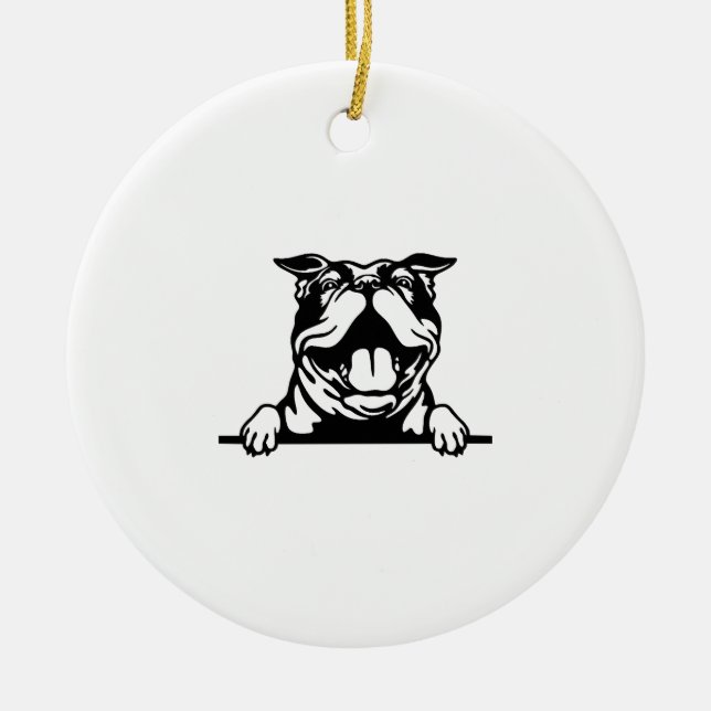 Funny lycklig Bulldog Julgransprydnad Keramik (Framsidan)