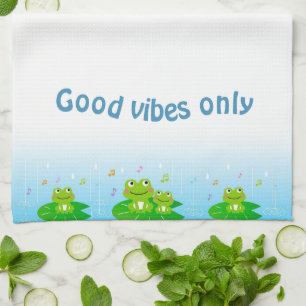 Funny Lycklig Frogs and Good Vibes Only Text Kökshandduk