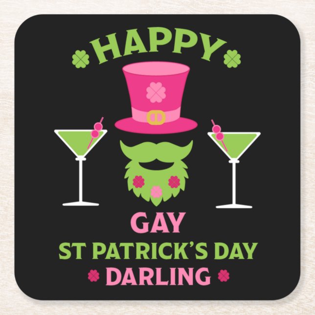 Funny Lycklig Gay St patrick's day Underlägg Papper Kvadrat (Framsidan)