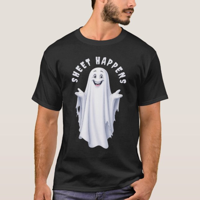 Funny Lycklig Ghost T Shirt (Framsida)