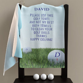 Funny Lycklig Golfing Namn Monogram Golf Towel