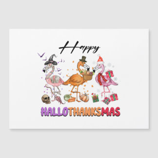 Funny Lycklig HalloThanksmas 2022 Cute Flamingo Magnetisk Inbjudningskort