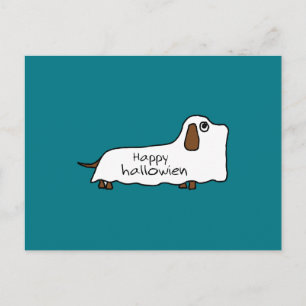 Funny Lycklig hallowiener wiener hund spökhallowee Vykort