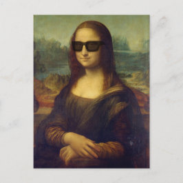 Funny Lycklig Hipster Mona Lisa i Shades Vykort
