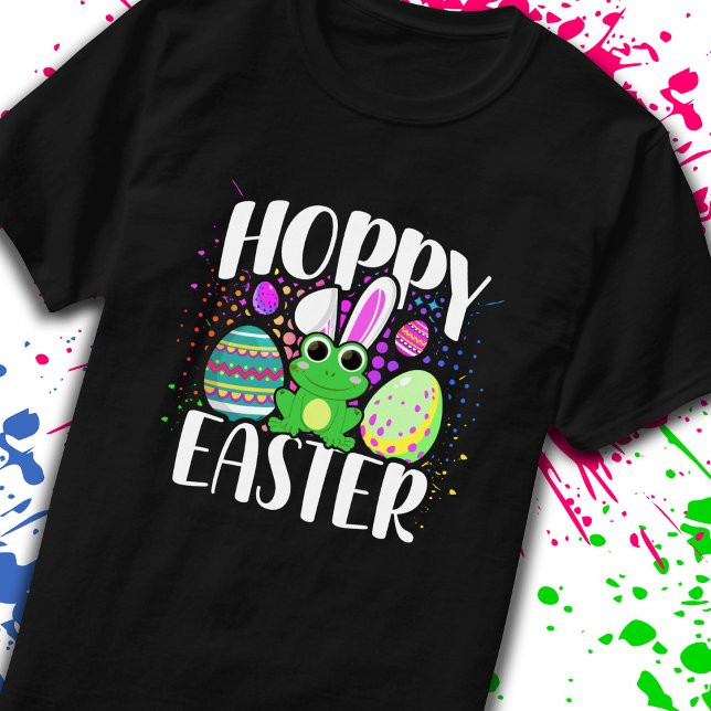 Funny Lycklig Hoppy Påskägg Cute Frog Bunny Öron T Shirt (Skapare uppladdad)